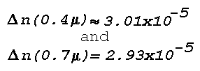 Red/blue refractive index