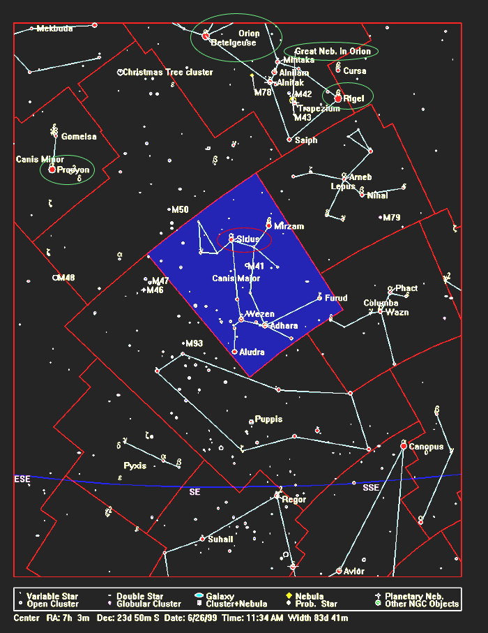 Карта звездного неба сириус