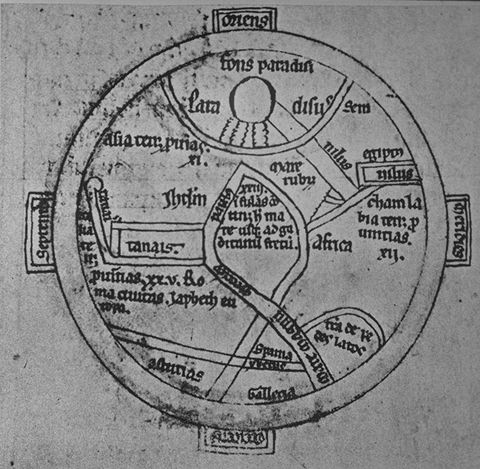 205P T-O map, from a 10 th century manuscript (11.5 cm diameter).